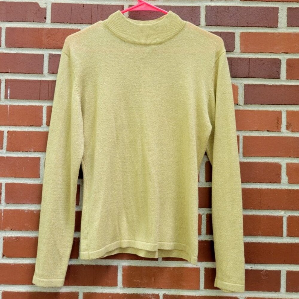 Women's Gold Sparkle Pullover Sweater - Size S - Made by Yarnworks